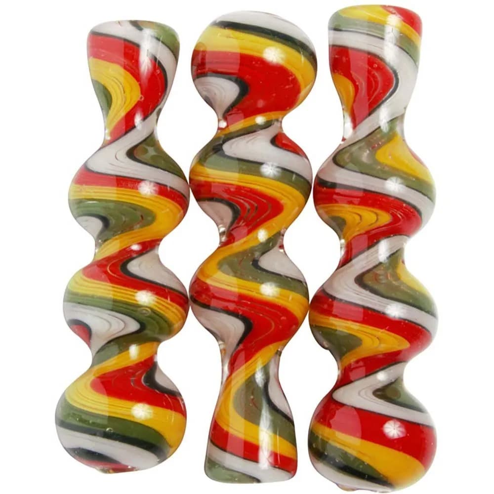 CH16- 3" Rasta Swirled Chillum (Pack of 5) (Unit Cost $2.99)