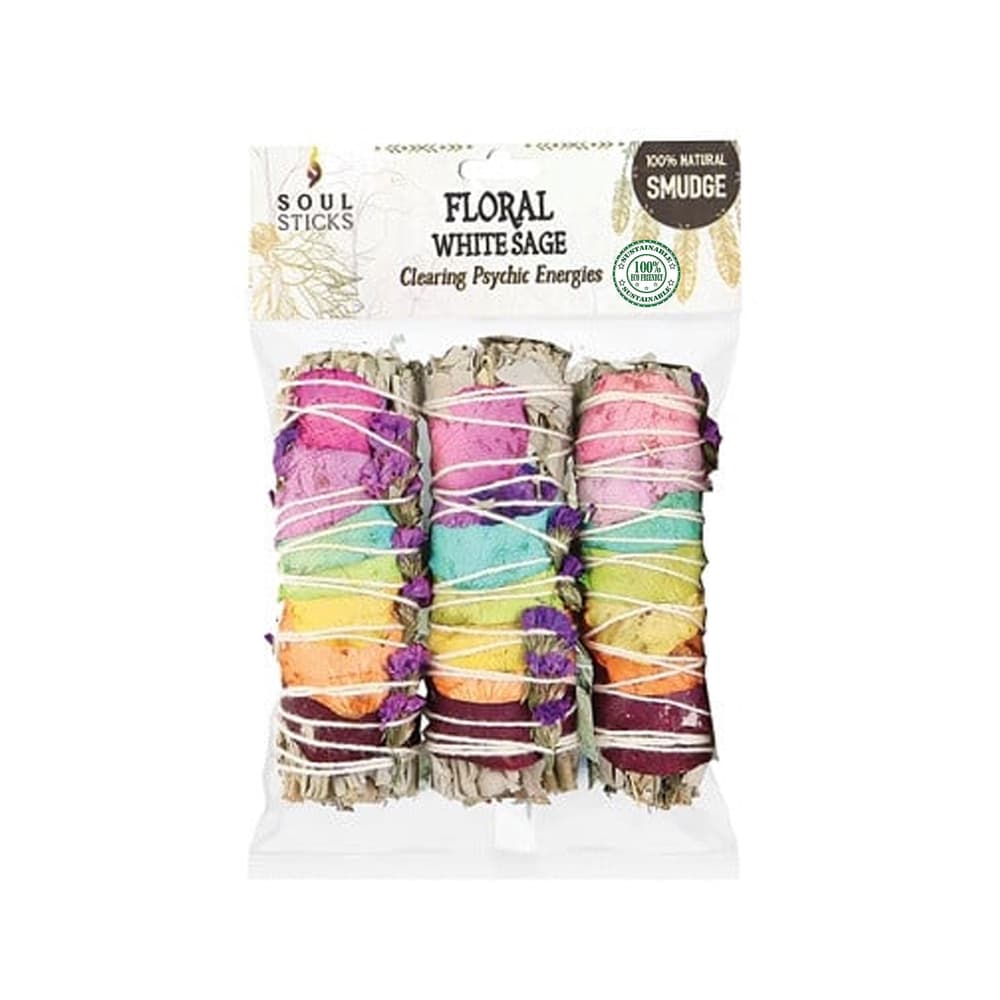 4″ Rose Petal White Sage Smudge Stick (Pack of 3) (70805)