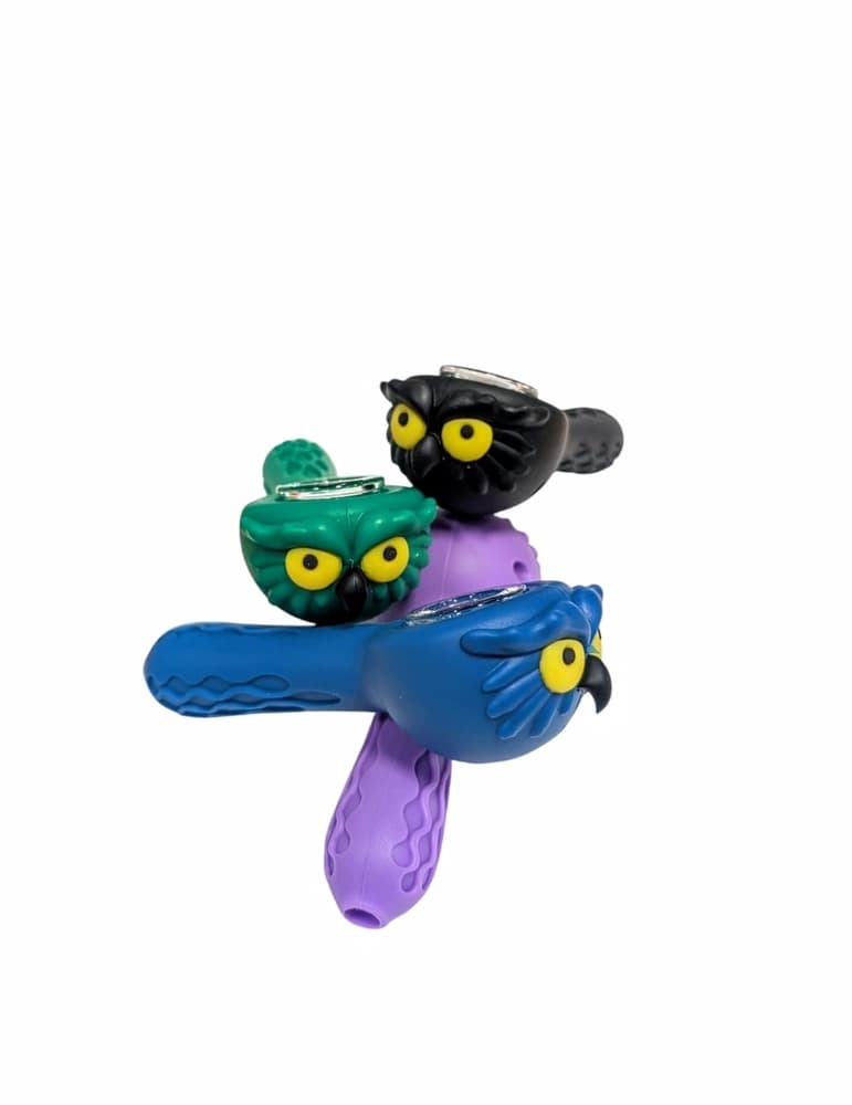 SHP18 - Owl Silicone Handpipe With Screen (Pack Of 5) (Unit Cost $3.99)