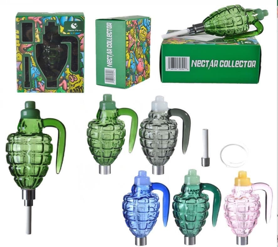 NC125 - Assorted Colors Grenade Nectar Collectors w/ Ceramic Screw Tip (20908)