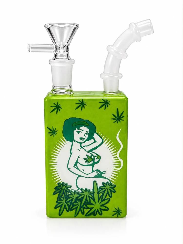WP156 - 6.5" Green Lady Glass Style Water Pipe