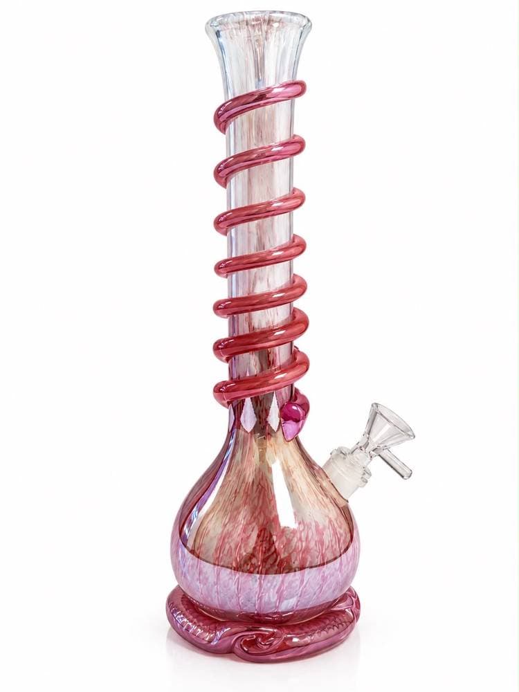 WP38  - 13" Pink Spiral Water Pipe